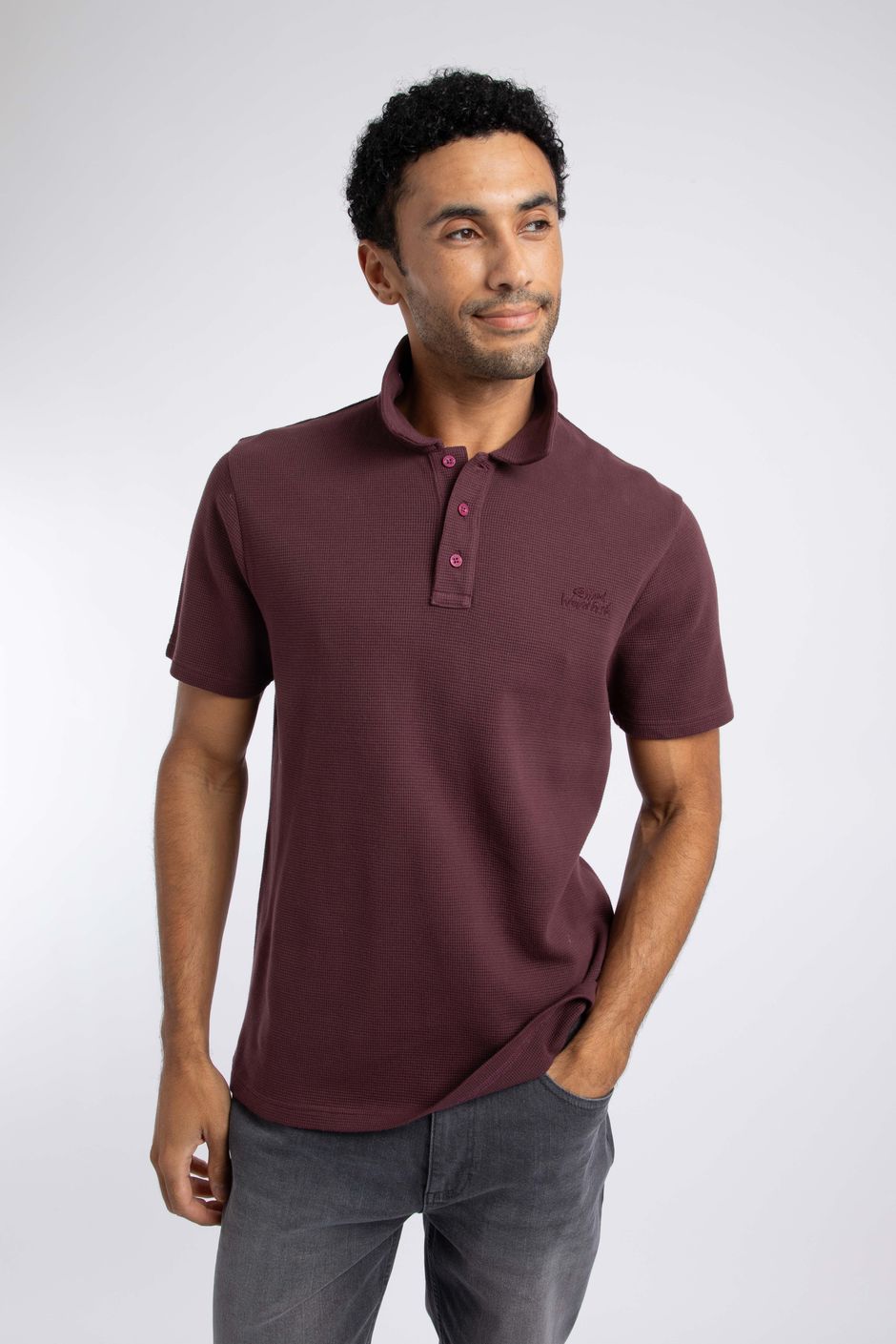 Luka Waffle Polo Shirt Port