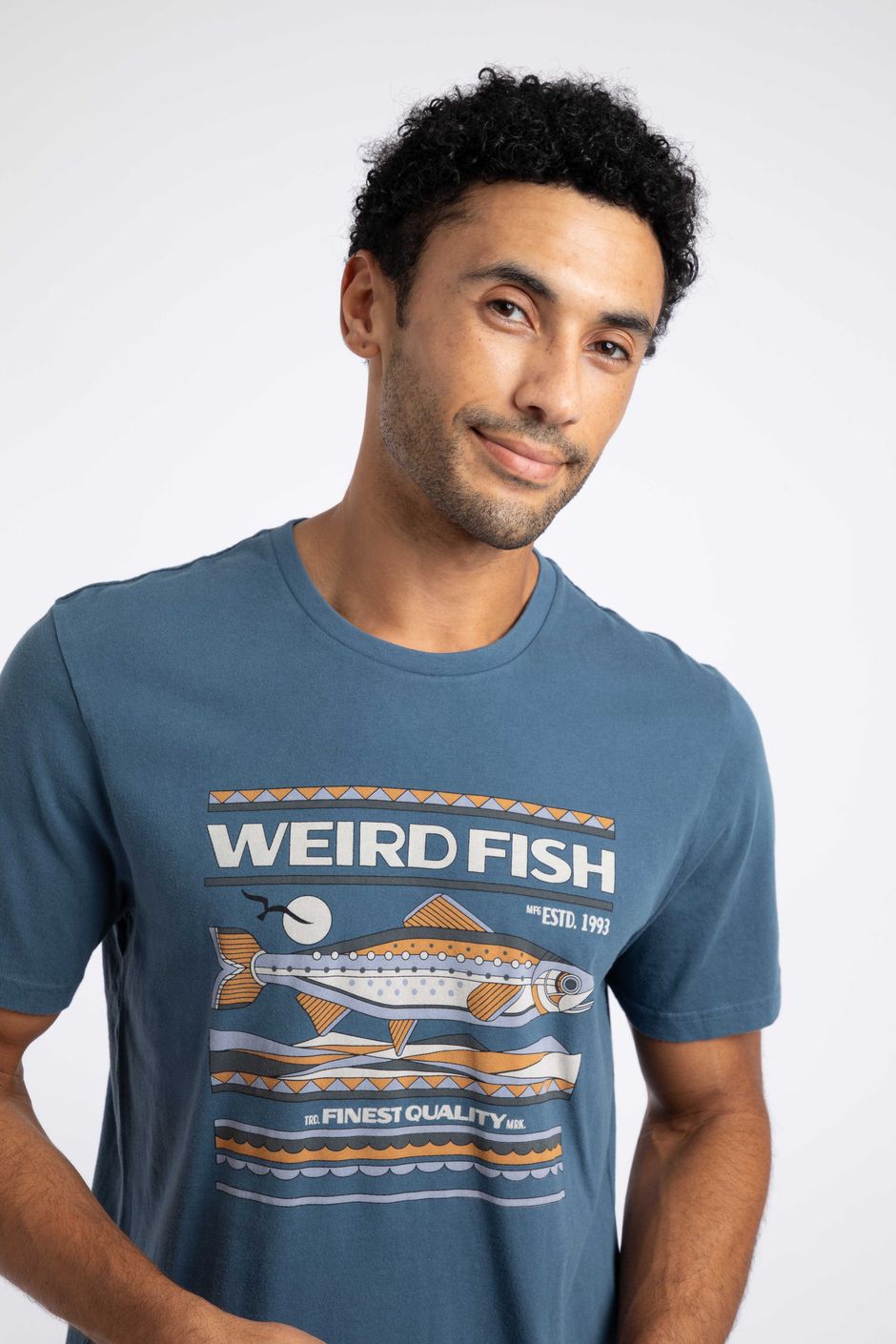 Big Fish Front Print Graphic T-Shirt Ash Blue
