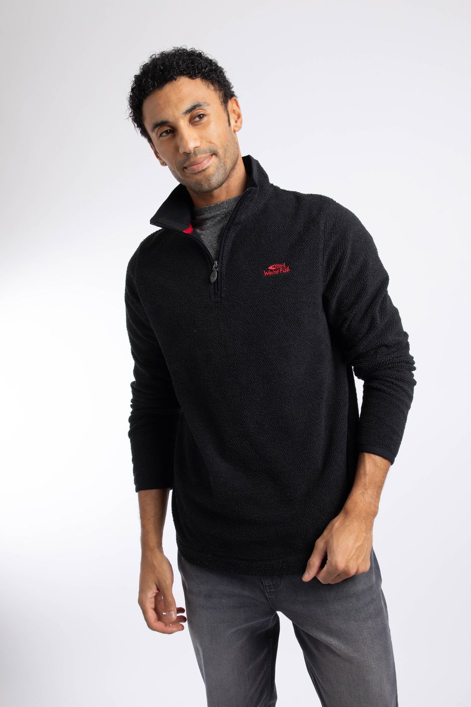 Errill 1/4 Zip Textured Fleece Black