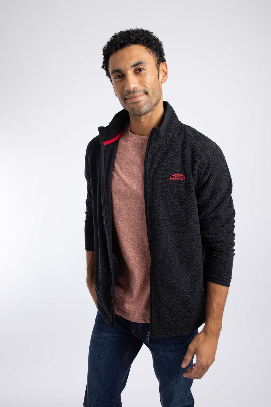 Merrill Full Zip Textured Fleece Black