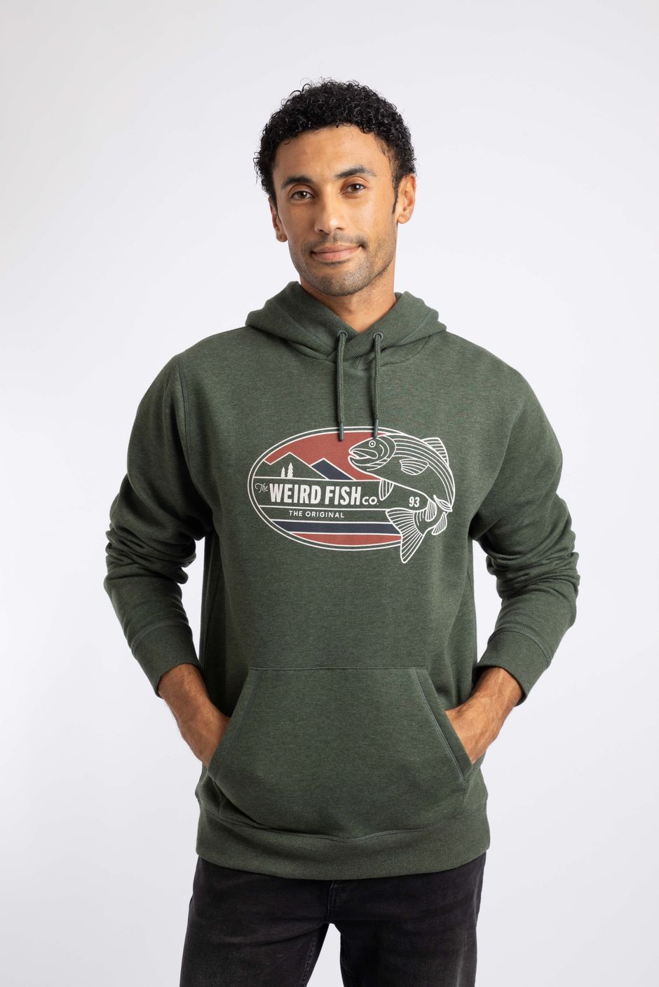 Wills Front Print Graphic Popover Hoodie Duck Green