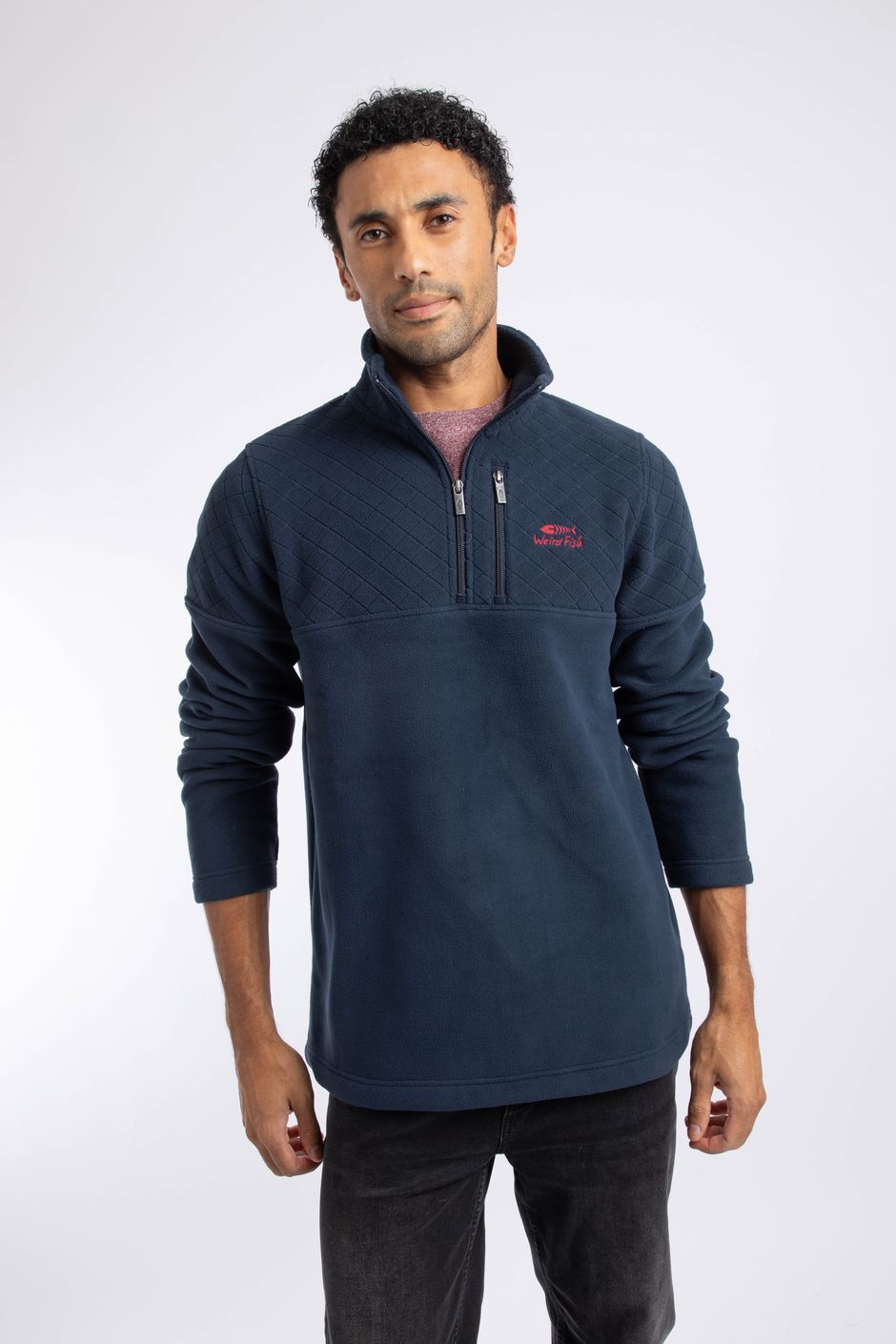 Oakmont 1/4 Zip Textured Fleece Navy
