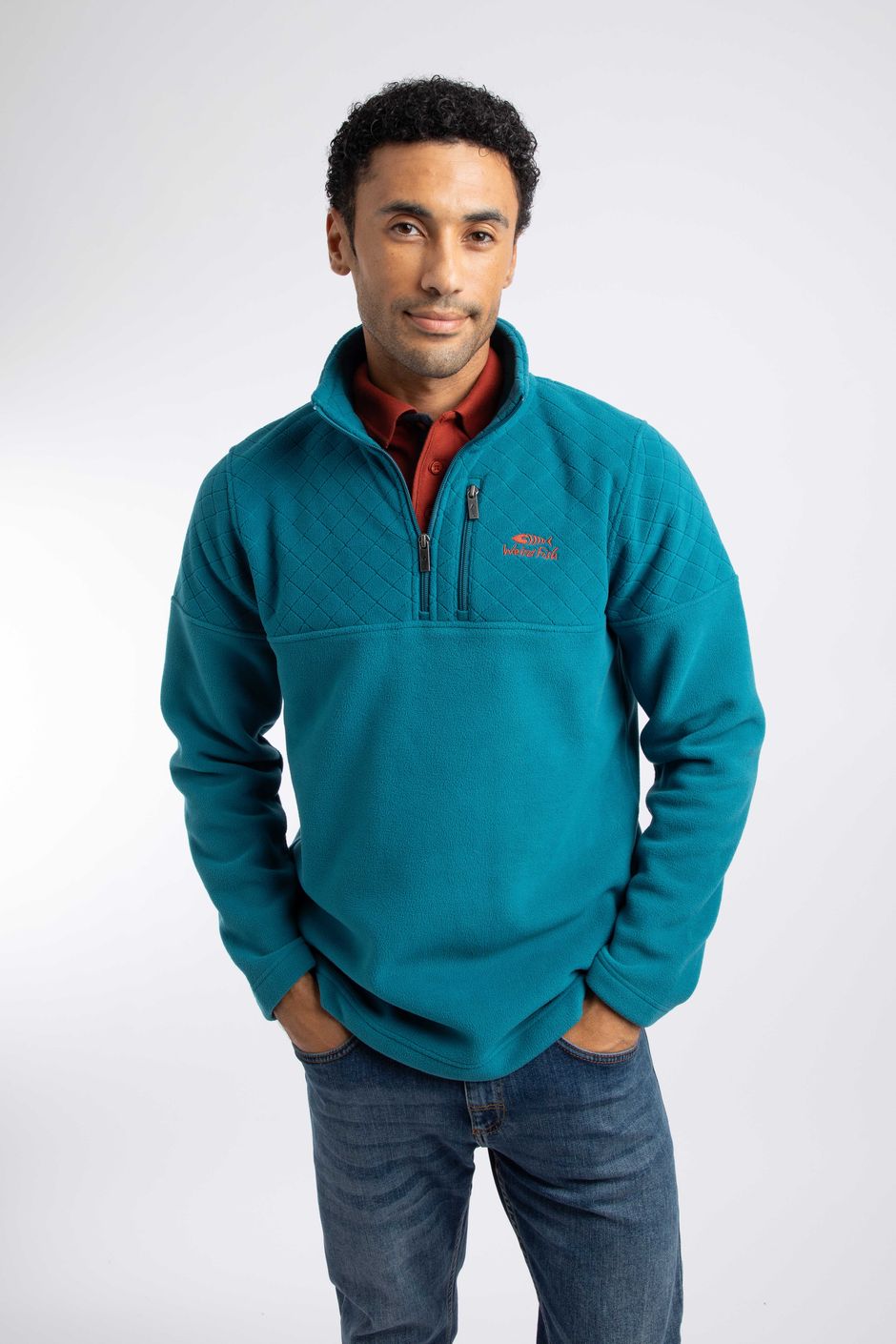 Oakmont 1/4 Zip Textured Fleece Sea Blue
