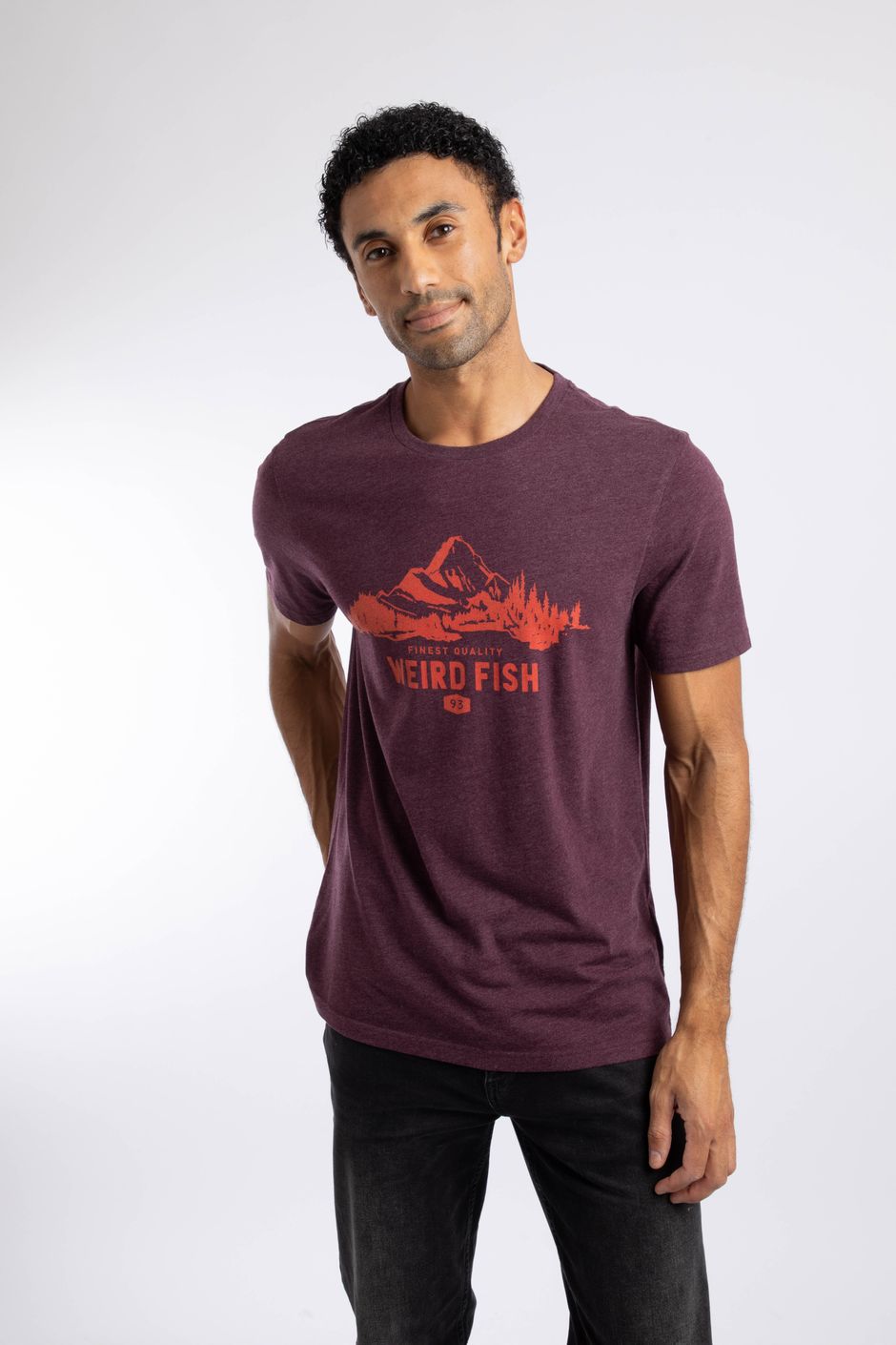 Mountain Peak Front Print Graphic T-Shirt Aubergine