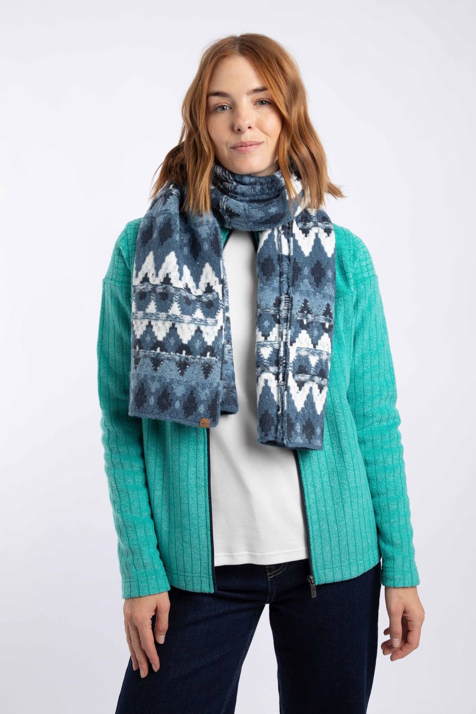 Heathfield Fair Isle Scarf Ash Blue