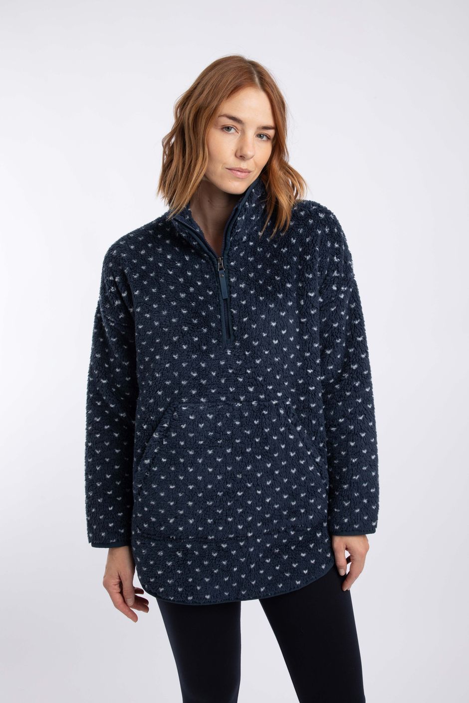 Pikard 1/4 Zip Printed Cosy Fleece Moonlight Blue
