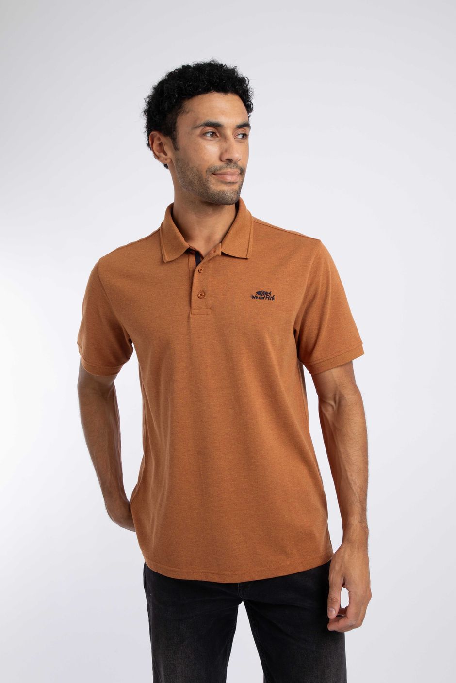 Bobby Melange Pique Polo Shirt Terracotta