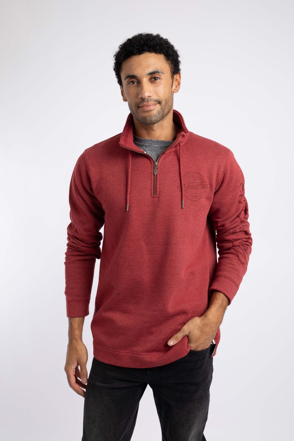 Oakville Graphic 1/4 Zip Sweatshirt Barn Red