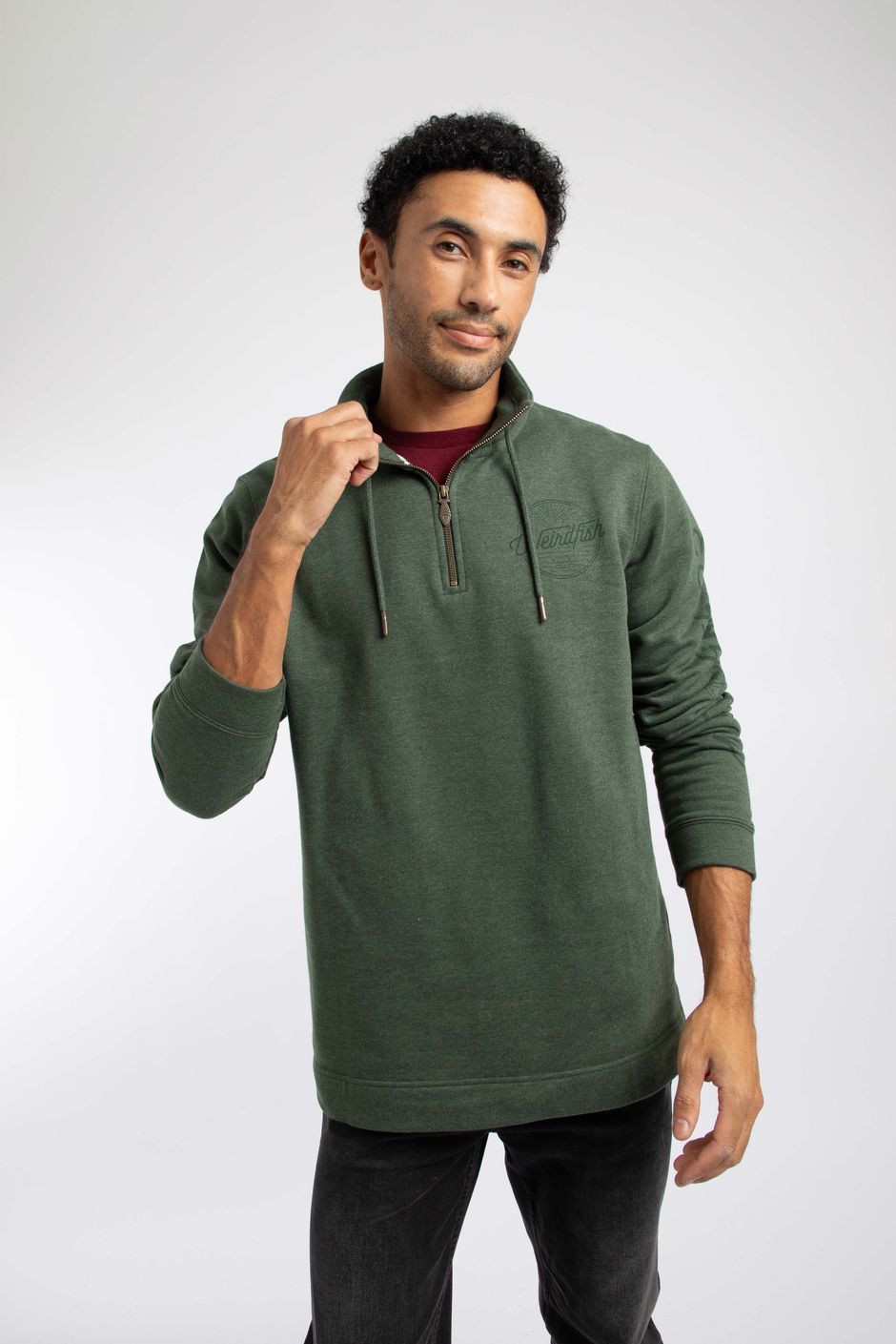 Oakville Graphic 1/4 Zip Sweatshirt Duck Green