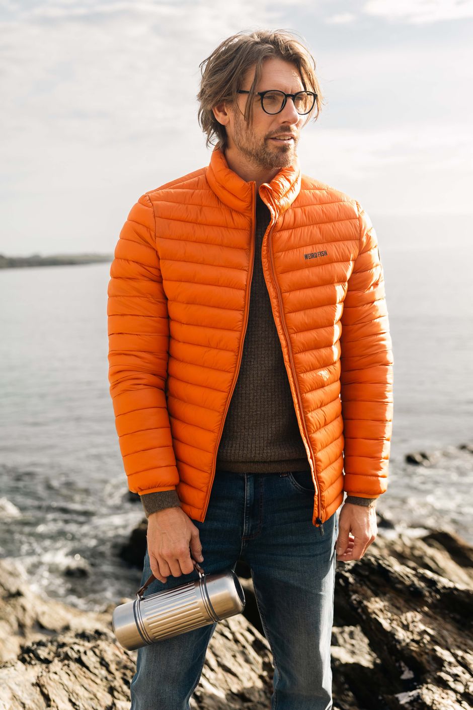 Crantock Lightweight Showerproof Padded Jacket Koi Orange