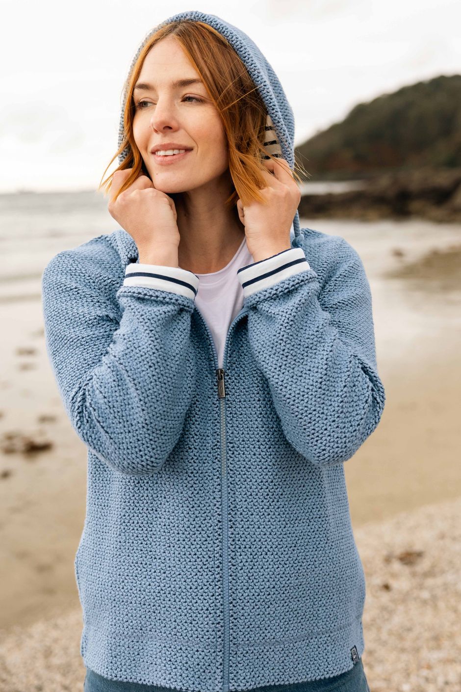 Chicoa Full Zip Macaroni Hoodie Faded Denim