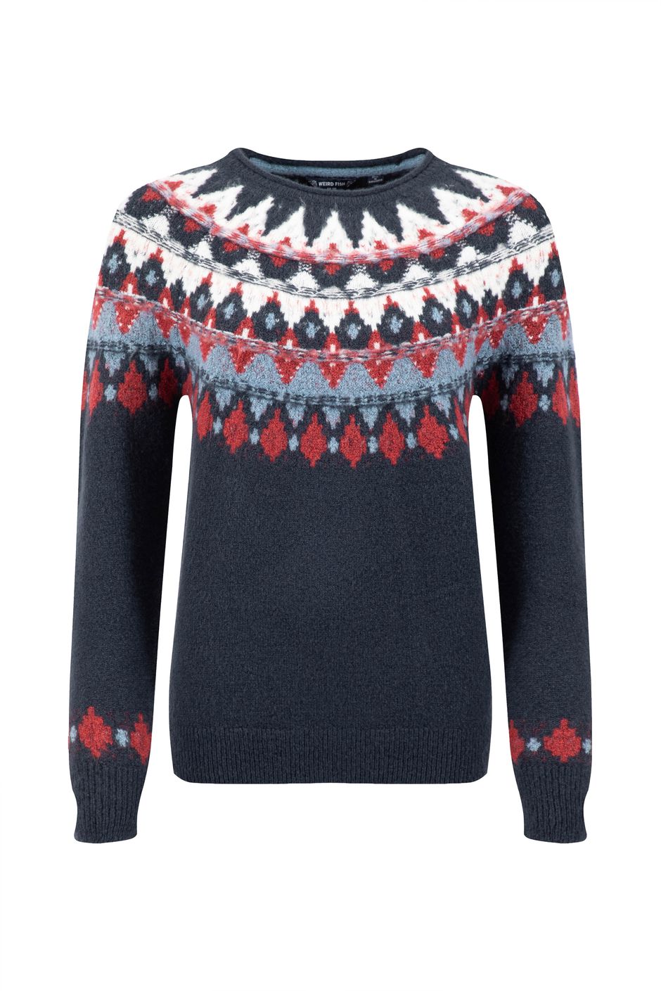 Unusual Fish Images Lowell Fair Isle Jumper Navy | Weird Fish
