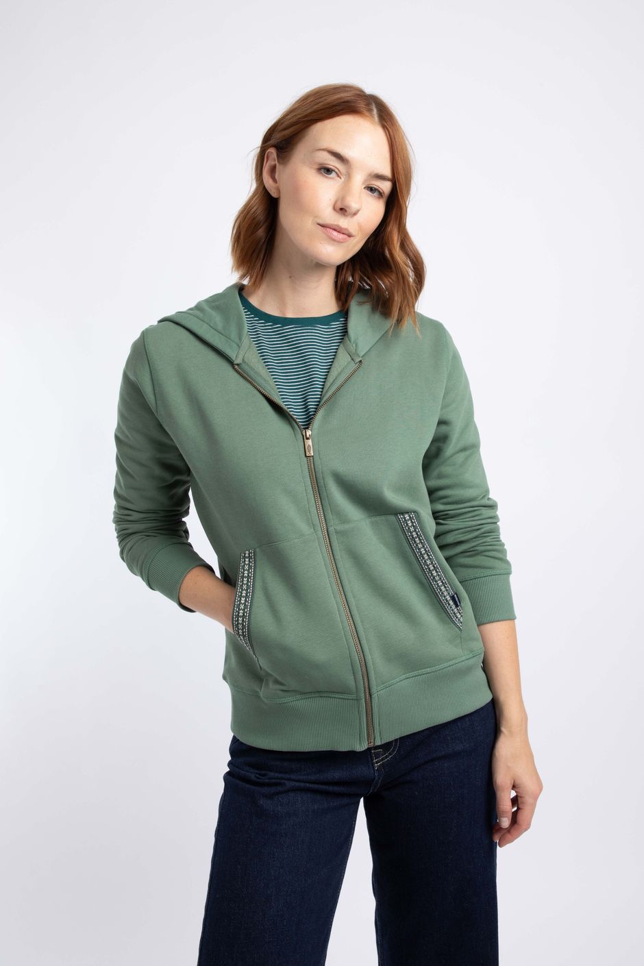 Evrett Full Zip Hoodie Sweatshirt Military Green