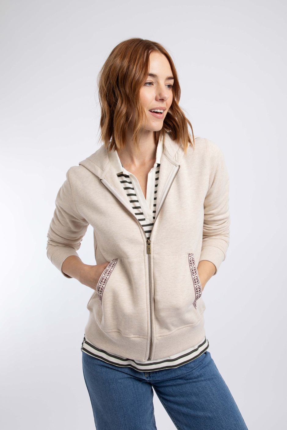 Evrett Full Zip Hoodie Sweatshirt Mocha