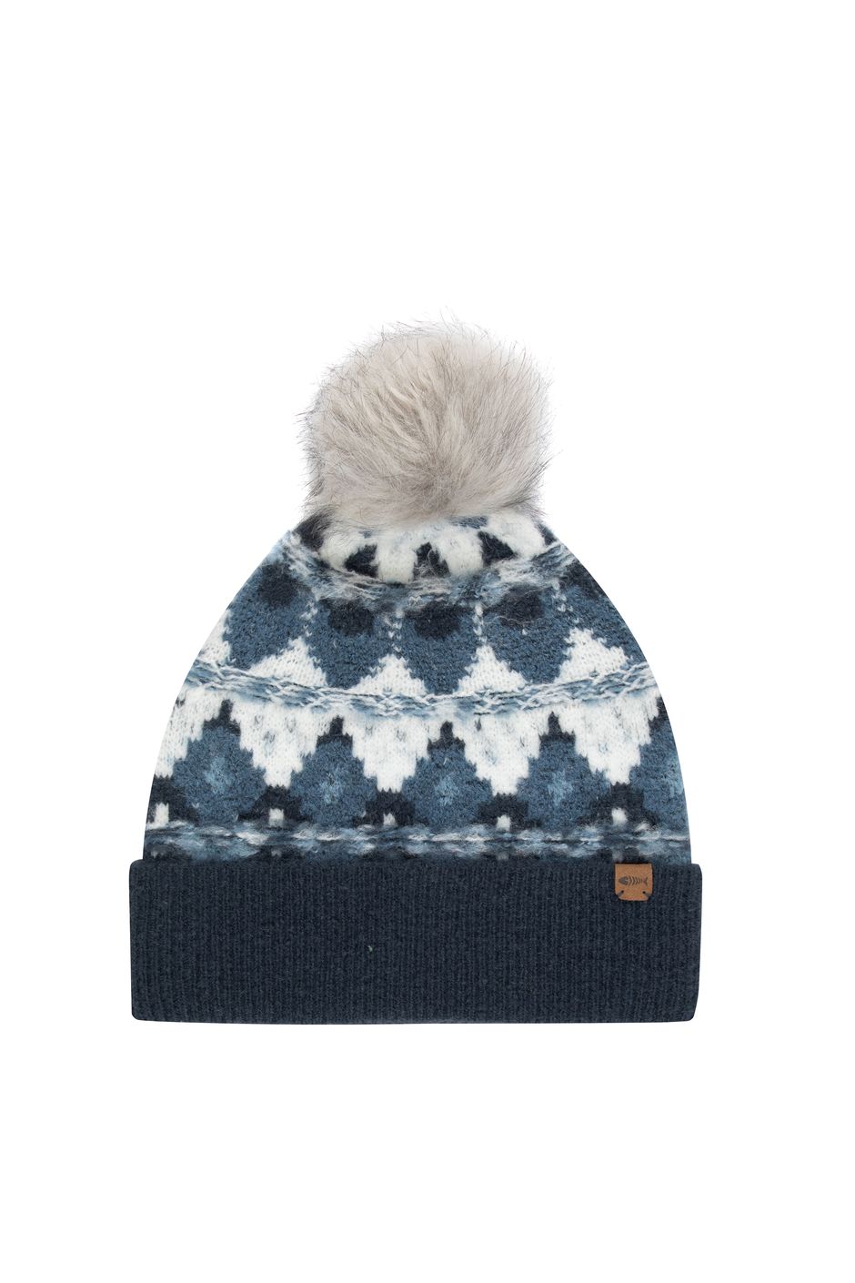 Frady Fair Isle Bobble Hat Ash Blue