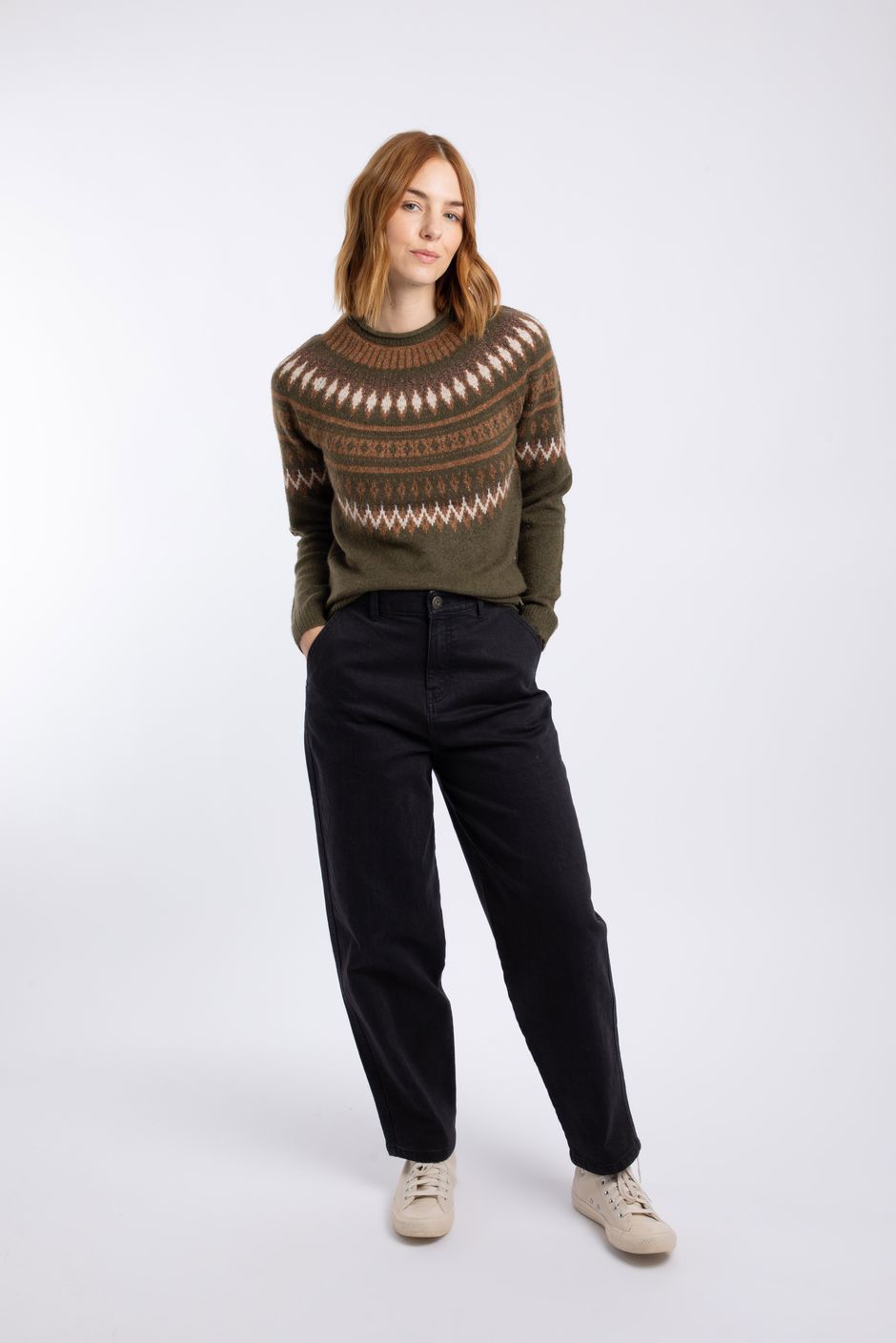 Pines Metallic Fair Isle Jumper Oak Green