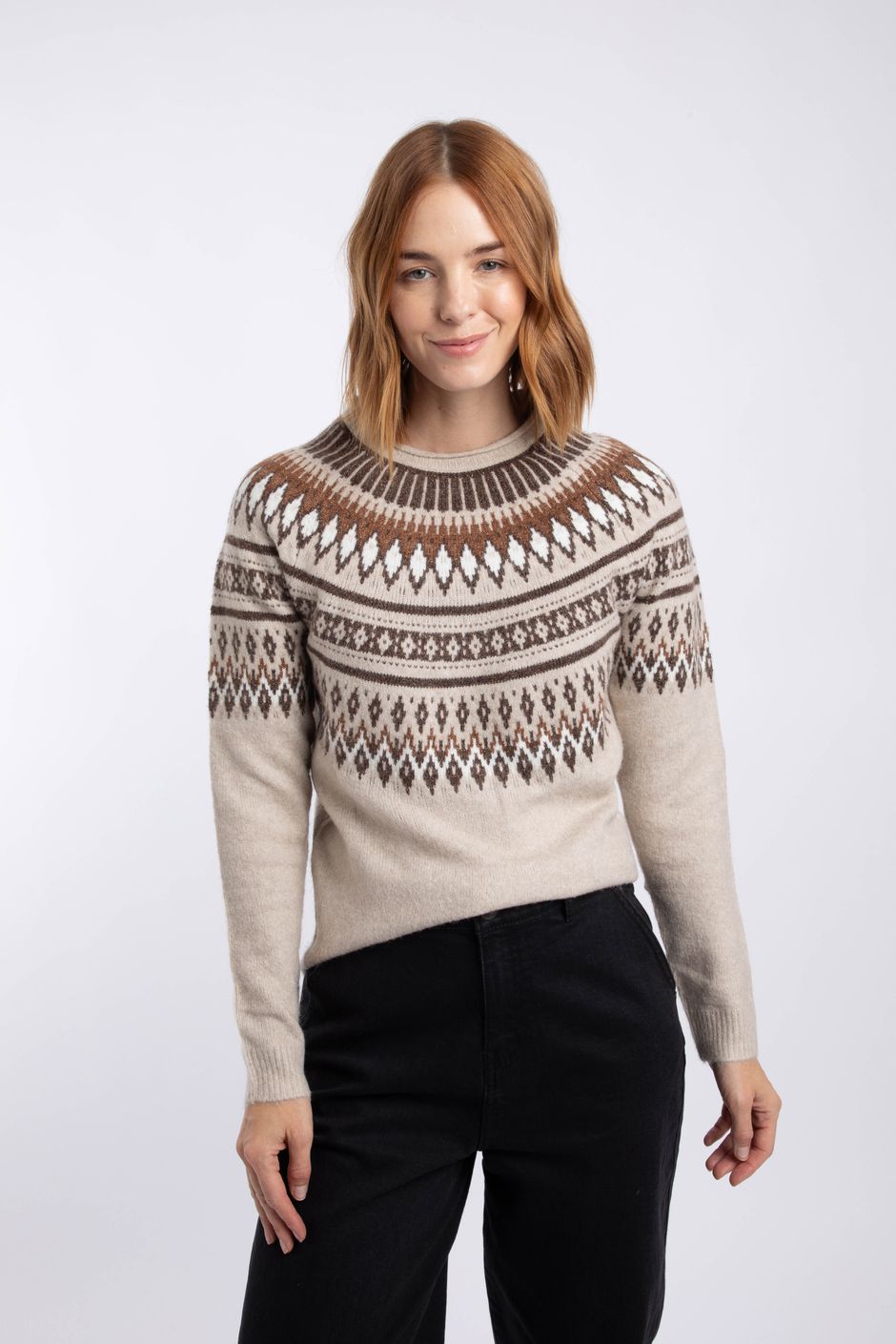 Pines Metallic Fair Isle Jumper SandStone