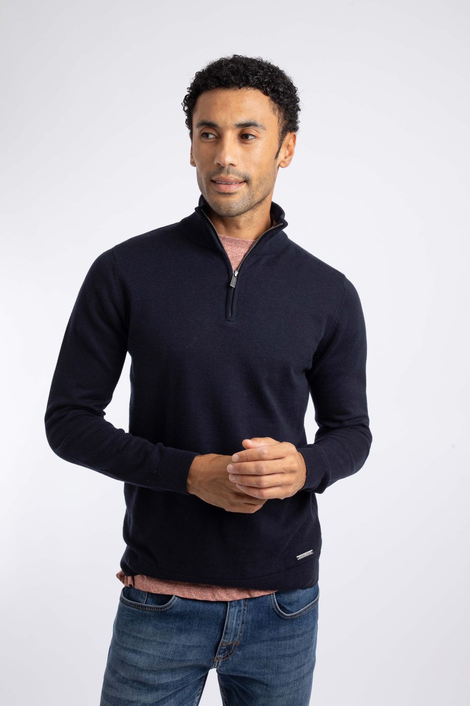 Erick 1/4 Zip Fine Knit Jumper Midnight
