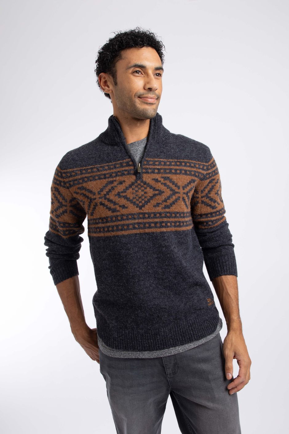 Kilnworth 1/4 Zip Fair Isle Jumper Midnight