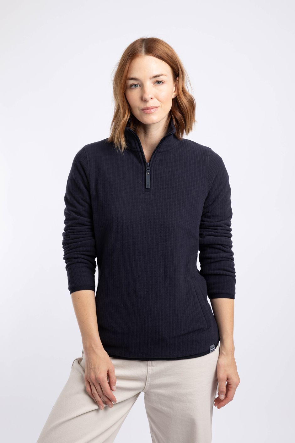 Nola 1/4 Zip Grid Fleece Midnight