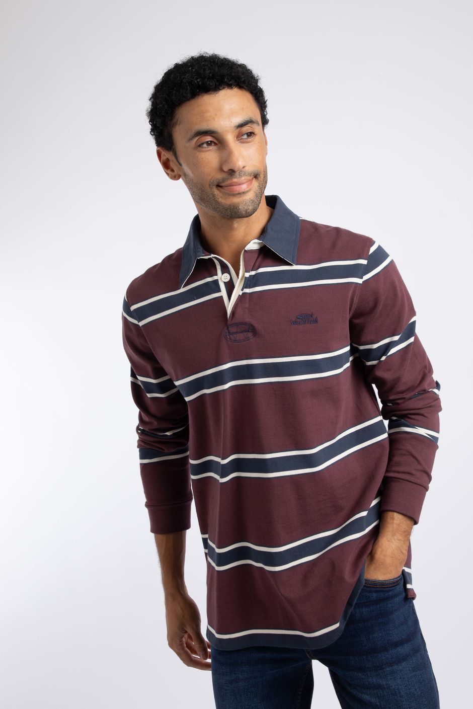 Percy Striped Rugby Shirt Mulled Wine