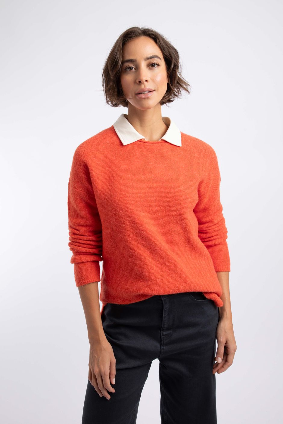 Arlen Textured Crew Neck Jumper Cinnamon