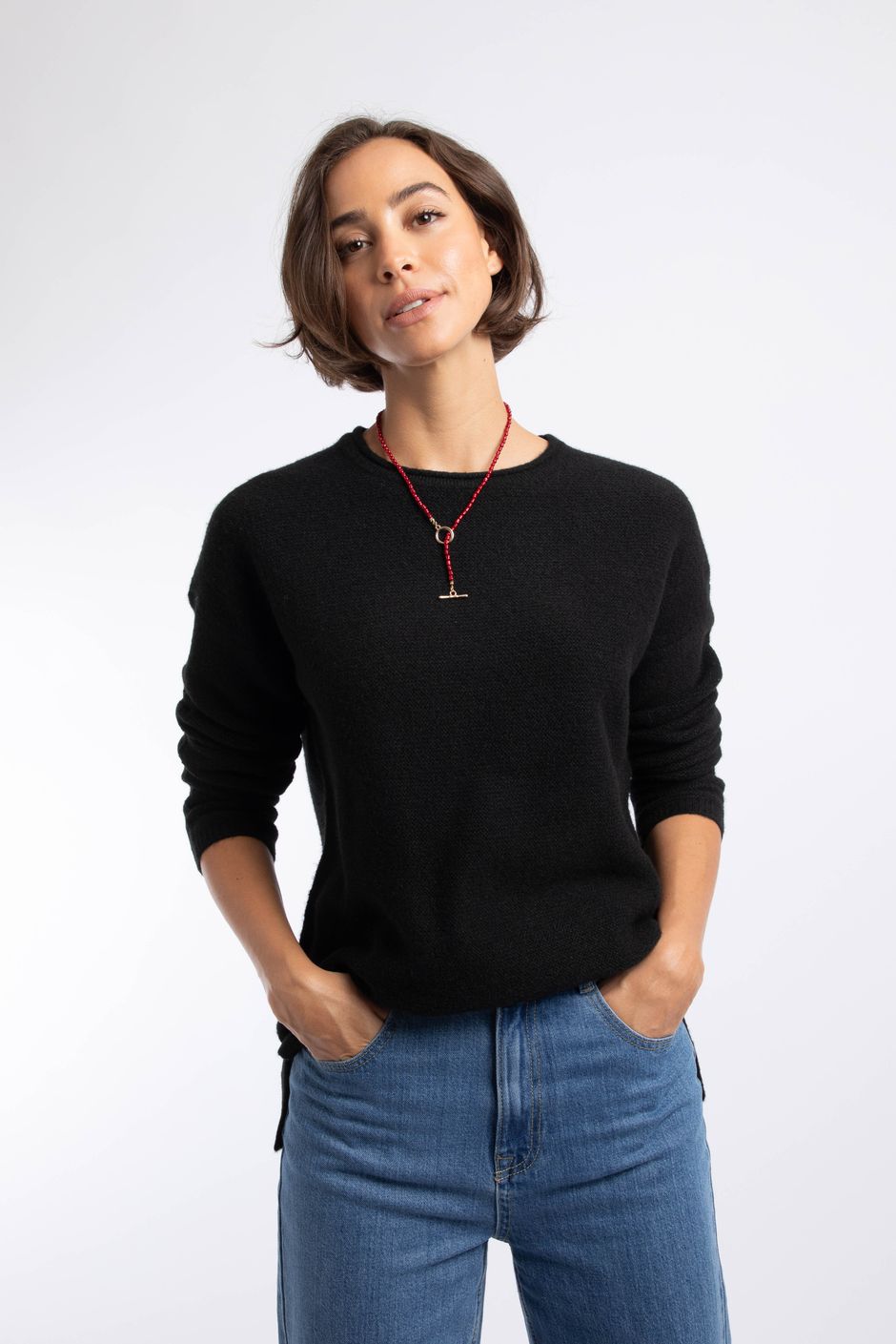 Arlen Textured Crew Neck Jumper Midnight