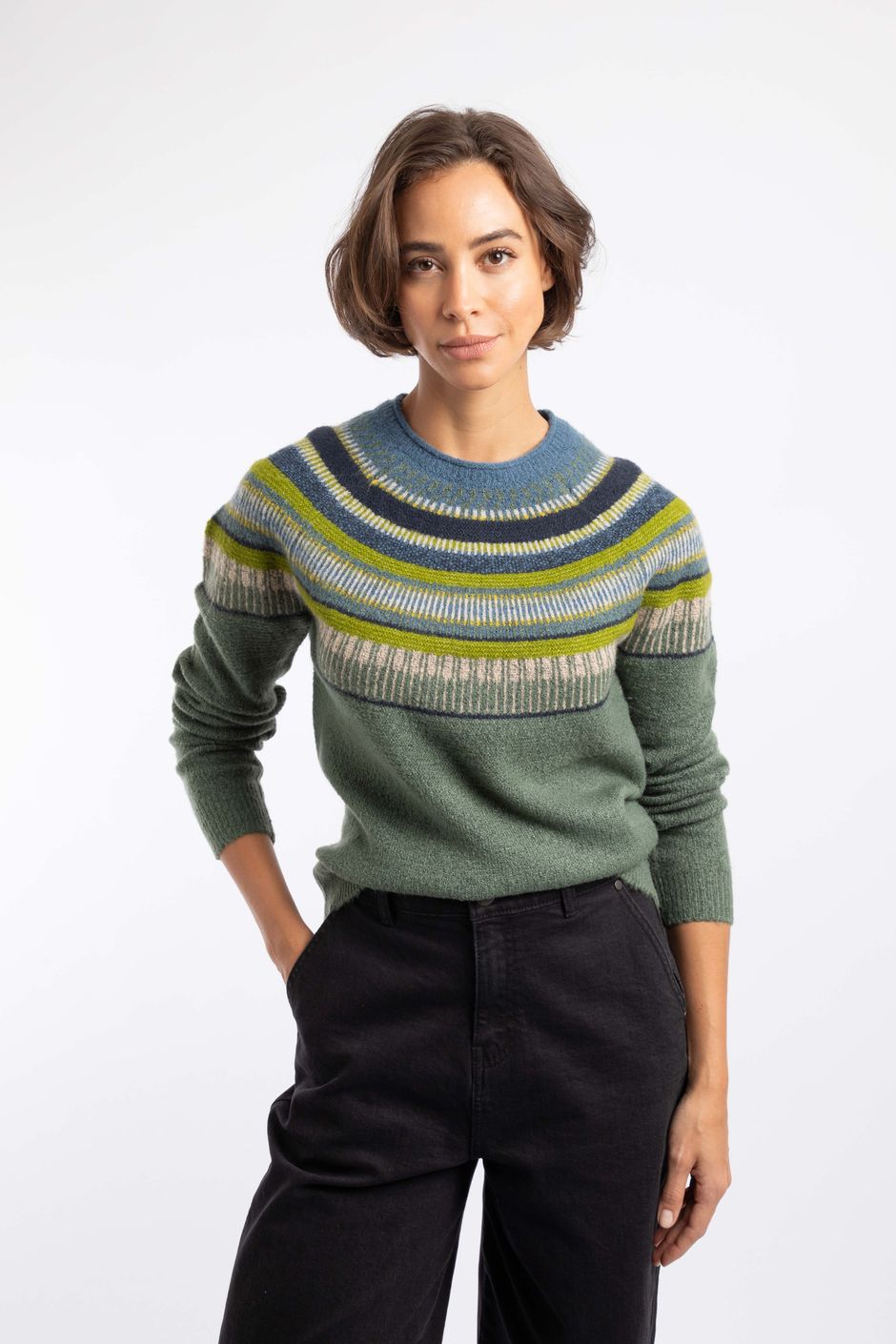 Carmelo Fair Isle Jumper Army Green