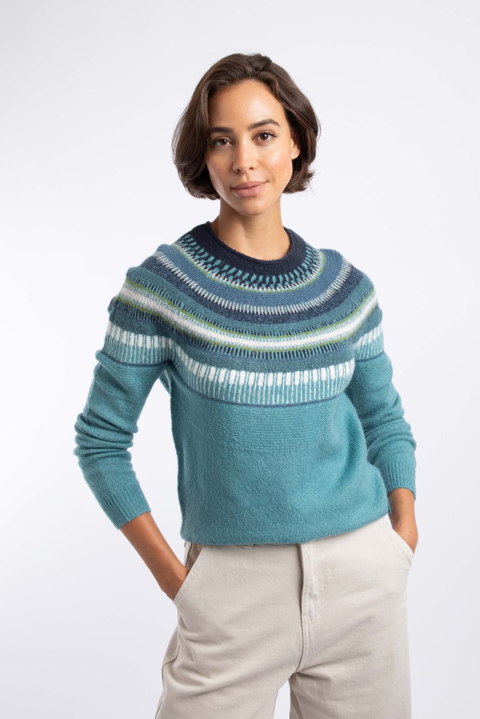 Carmelo Fair Isle Jumper Smoked Blue