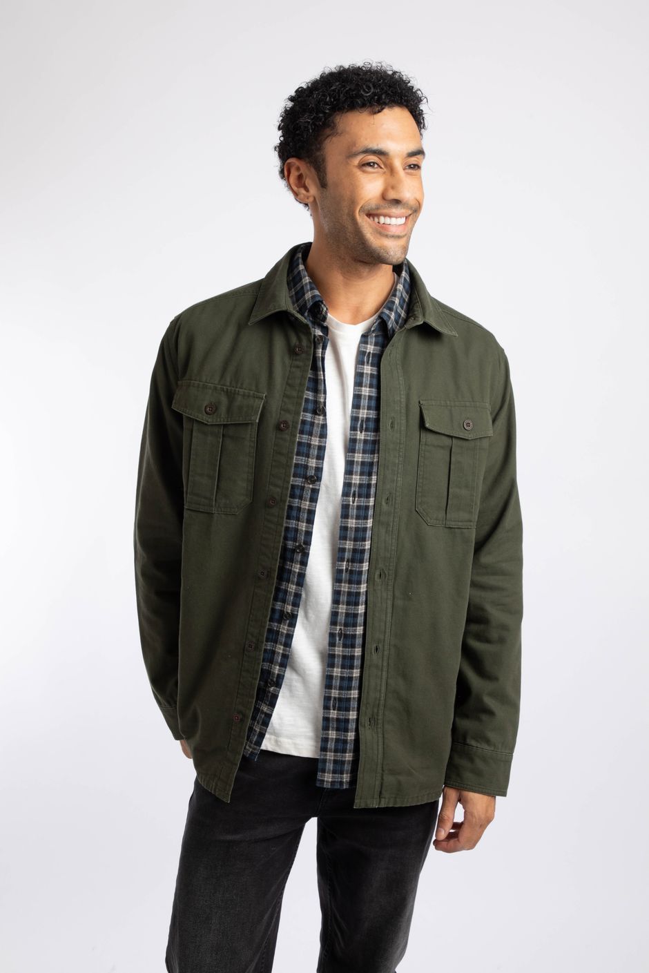 Garston Flannel Lined Twill Shirt Fir Green