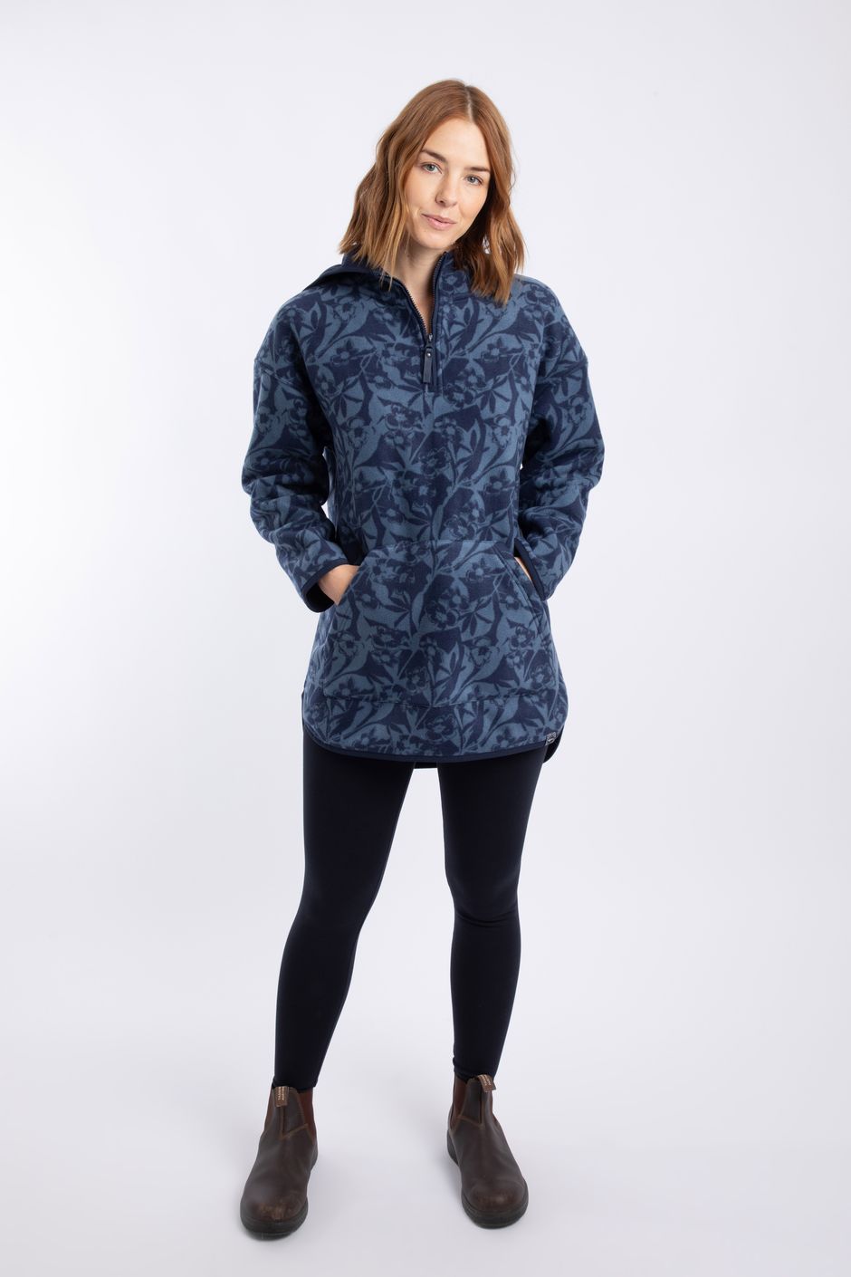 Ester Printed Polar Popover Hoodie Ash Blue