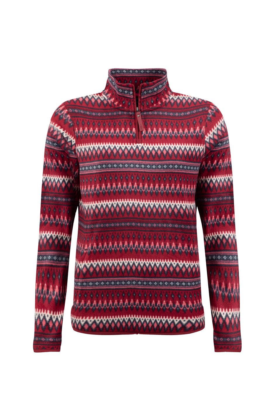 Reena 1/4 Zip Printed Microfleece Red Grape