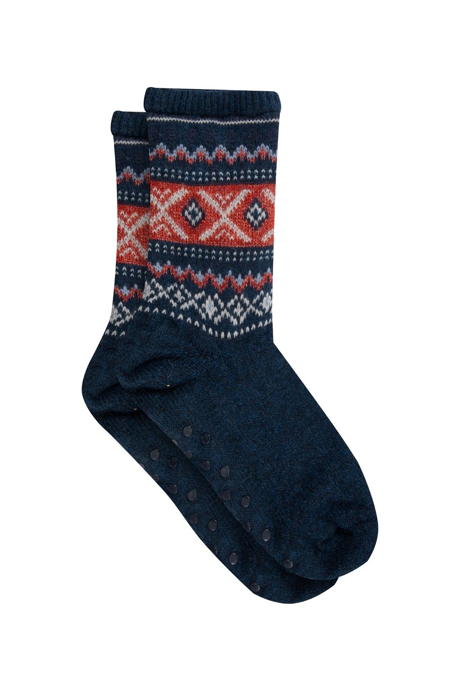 Kochi Fair Isle Cosy Lined Slipper Socks Navy