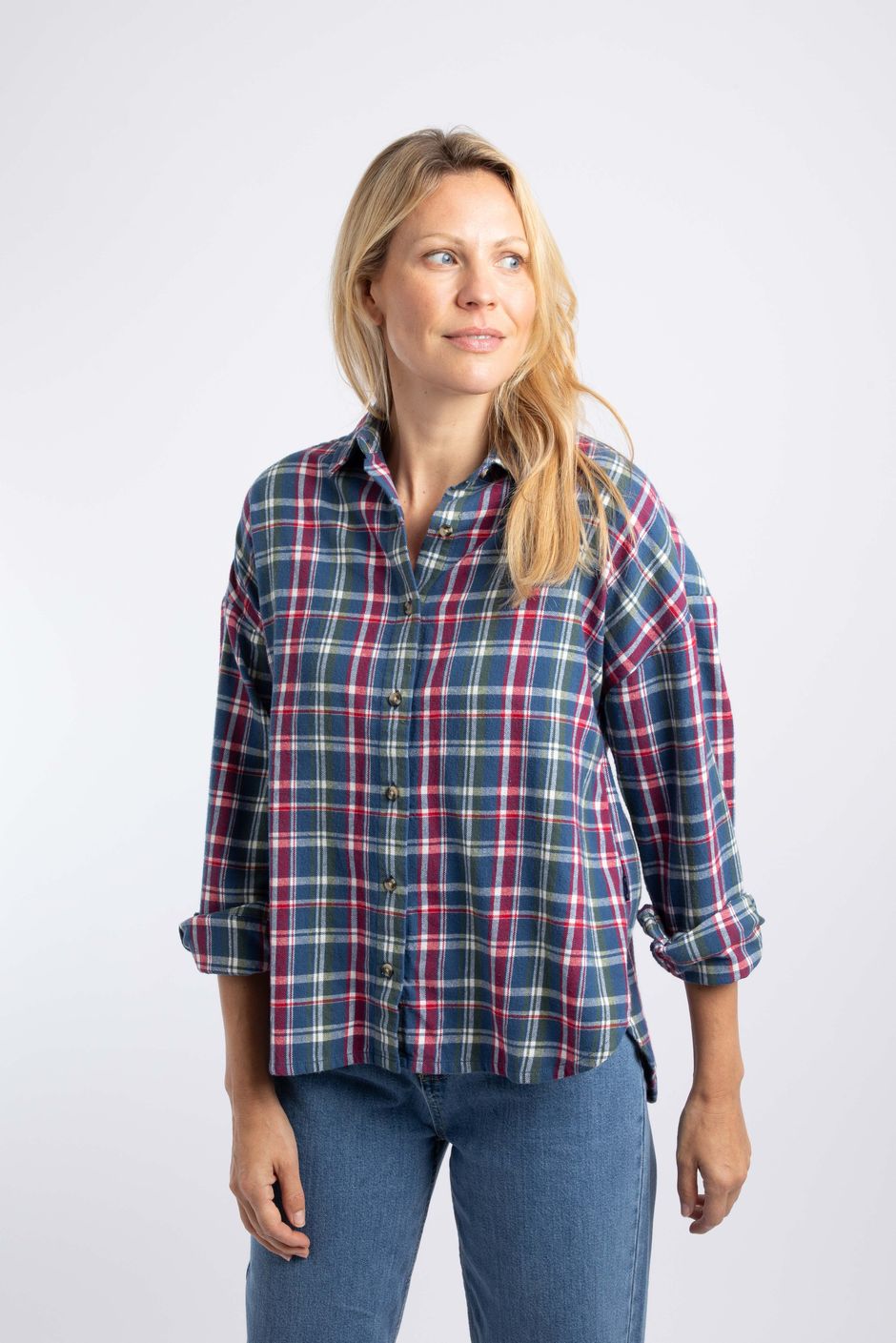 Corin Brushed Check Shirt Aster Blue