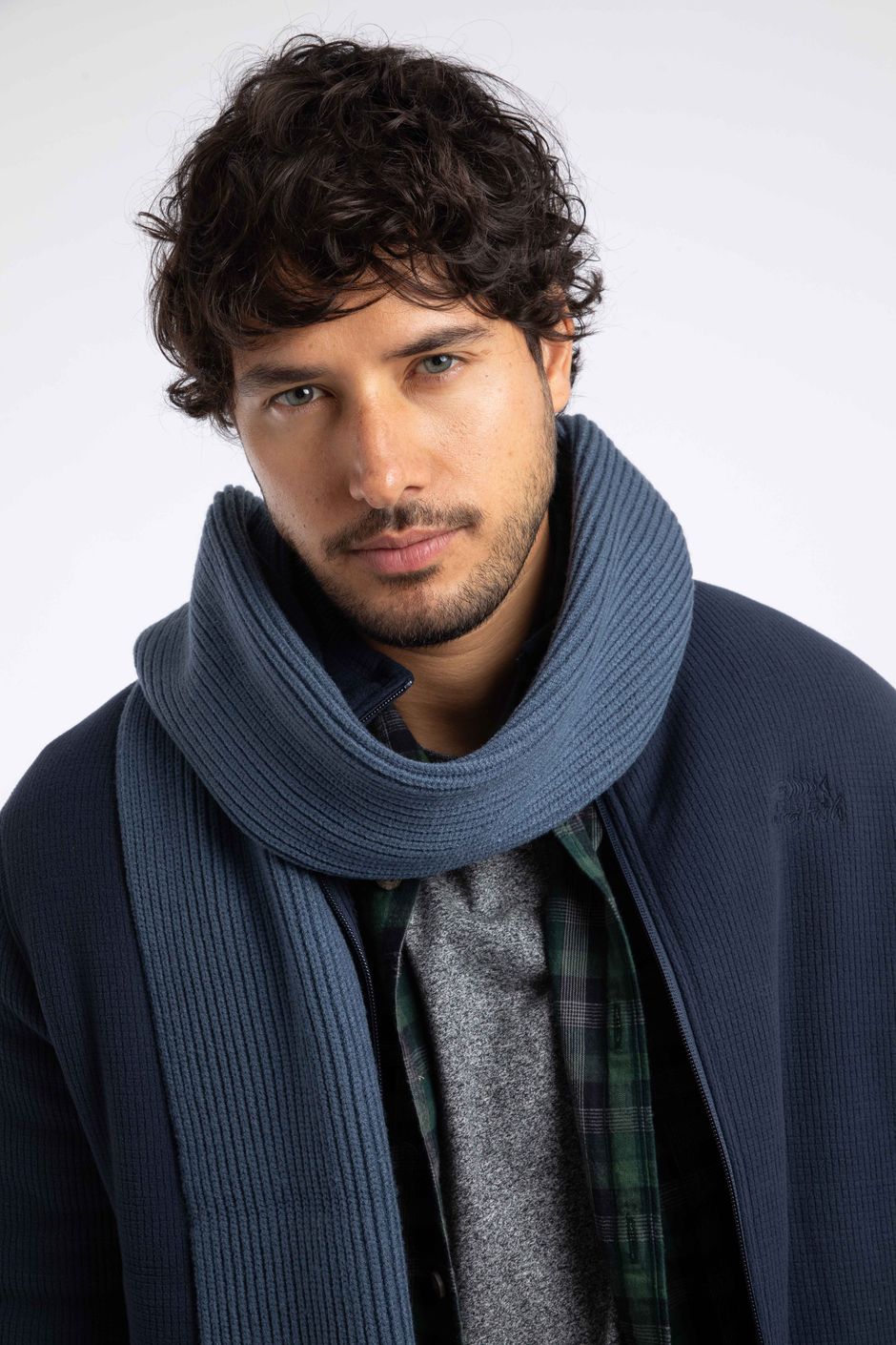 Stornoway Ribbed Scarf Ash Blue