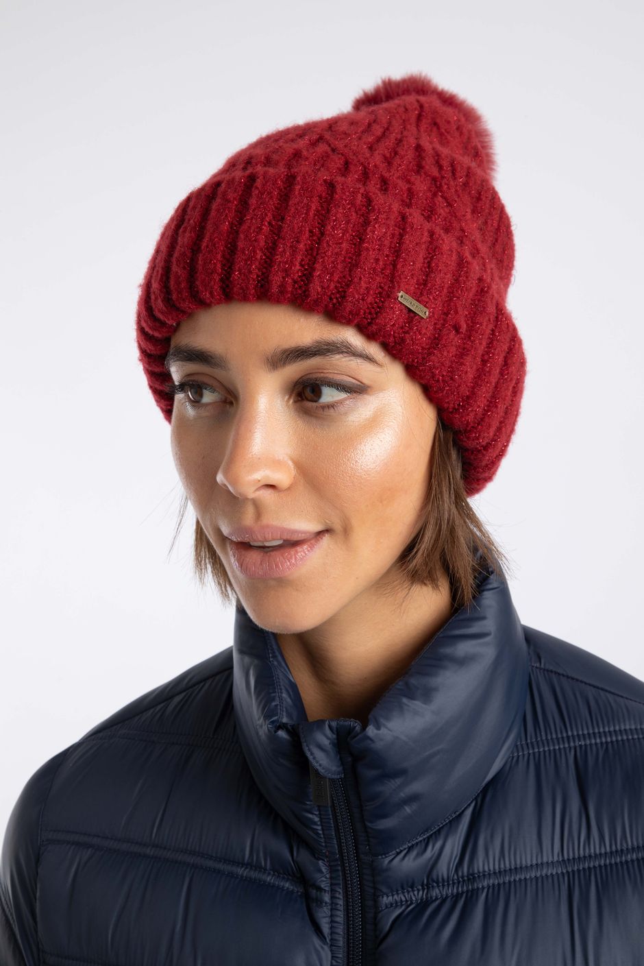 Blagdon Sparkle Bobble Hat Rhubarb