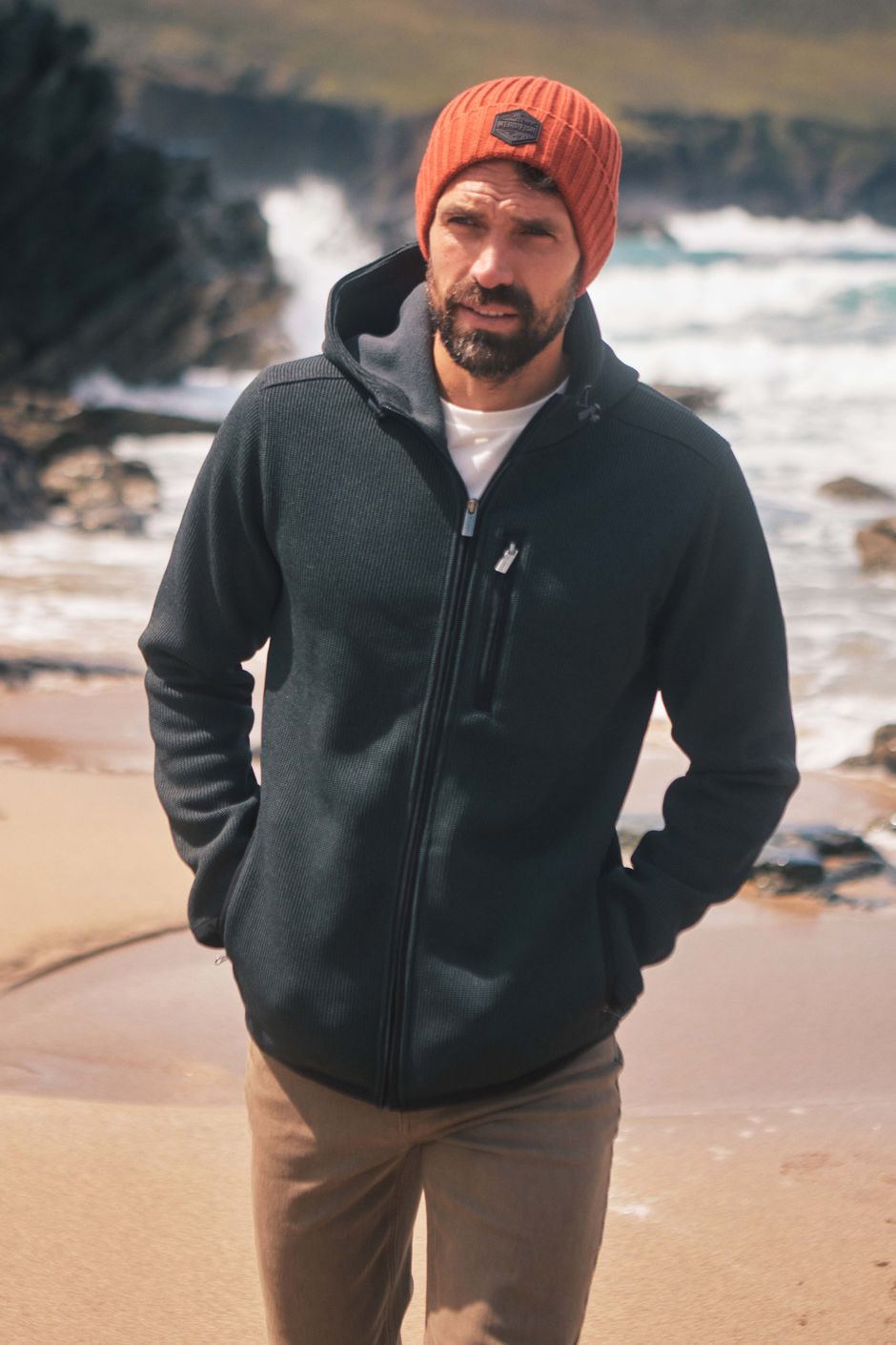 Lockie Full Zip Bonded Fleece Hoodie Washed Black