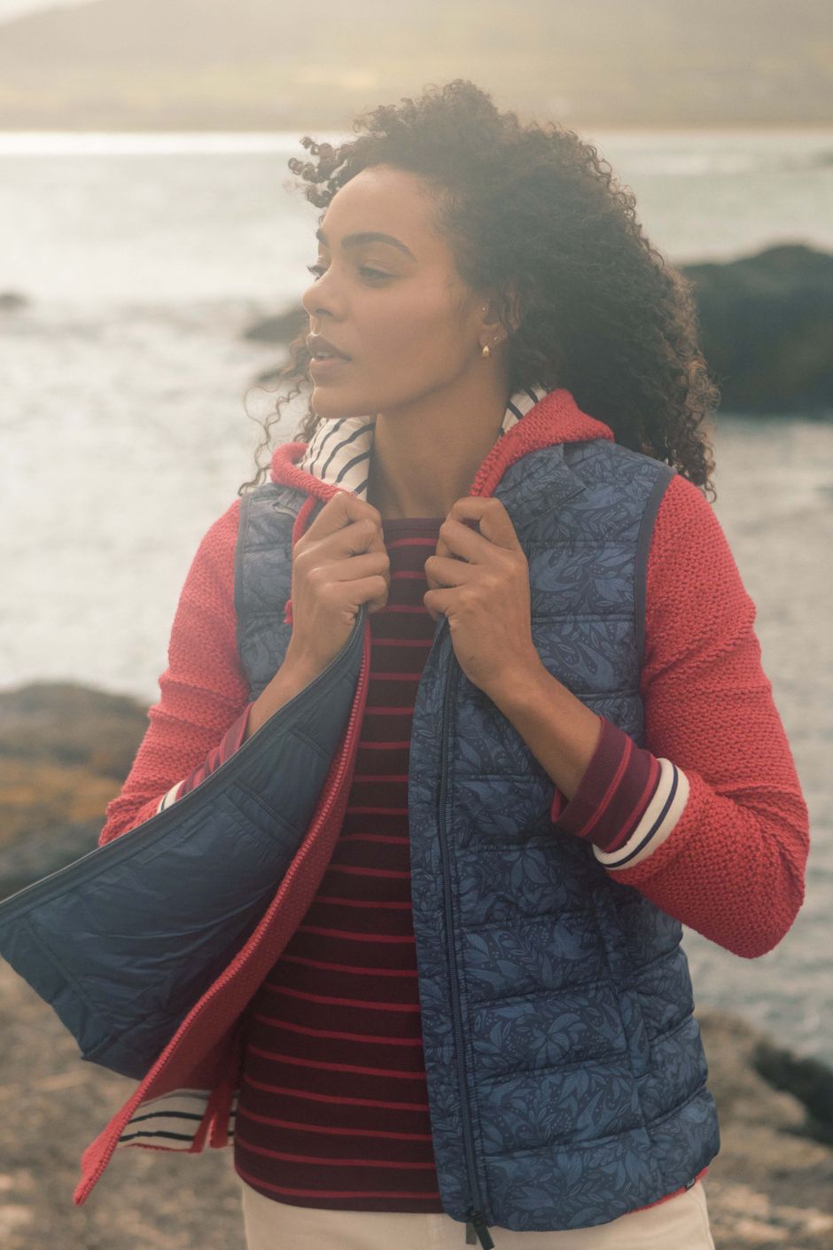 Fima Printed Showerproof Gilet Rich Navy