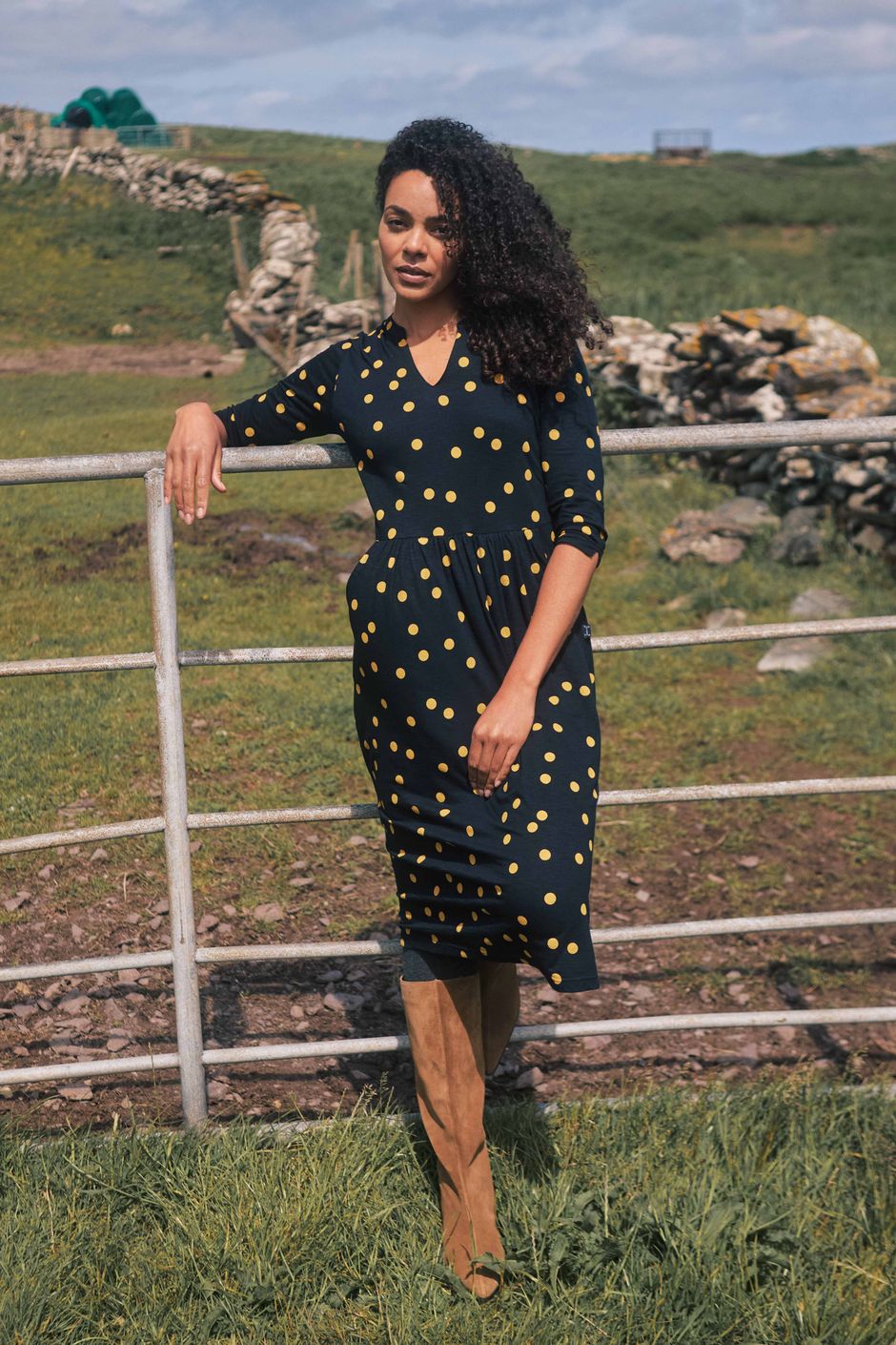 Isolde Printed Jersey Midi Dress Insignia Blue