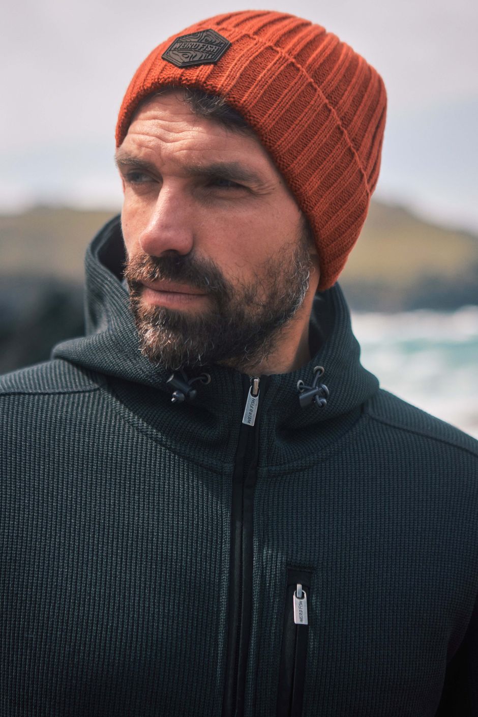 Monreith Beanie Hat Rust Leaves