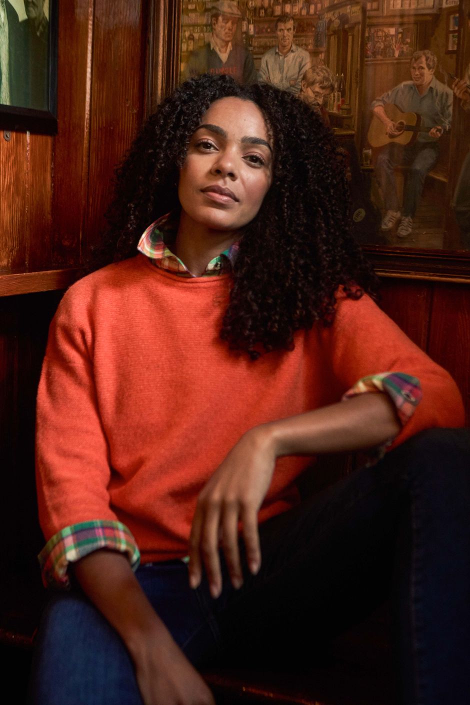 Arlen Textured Crew Neck Jumper Cinnamon