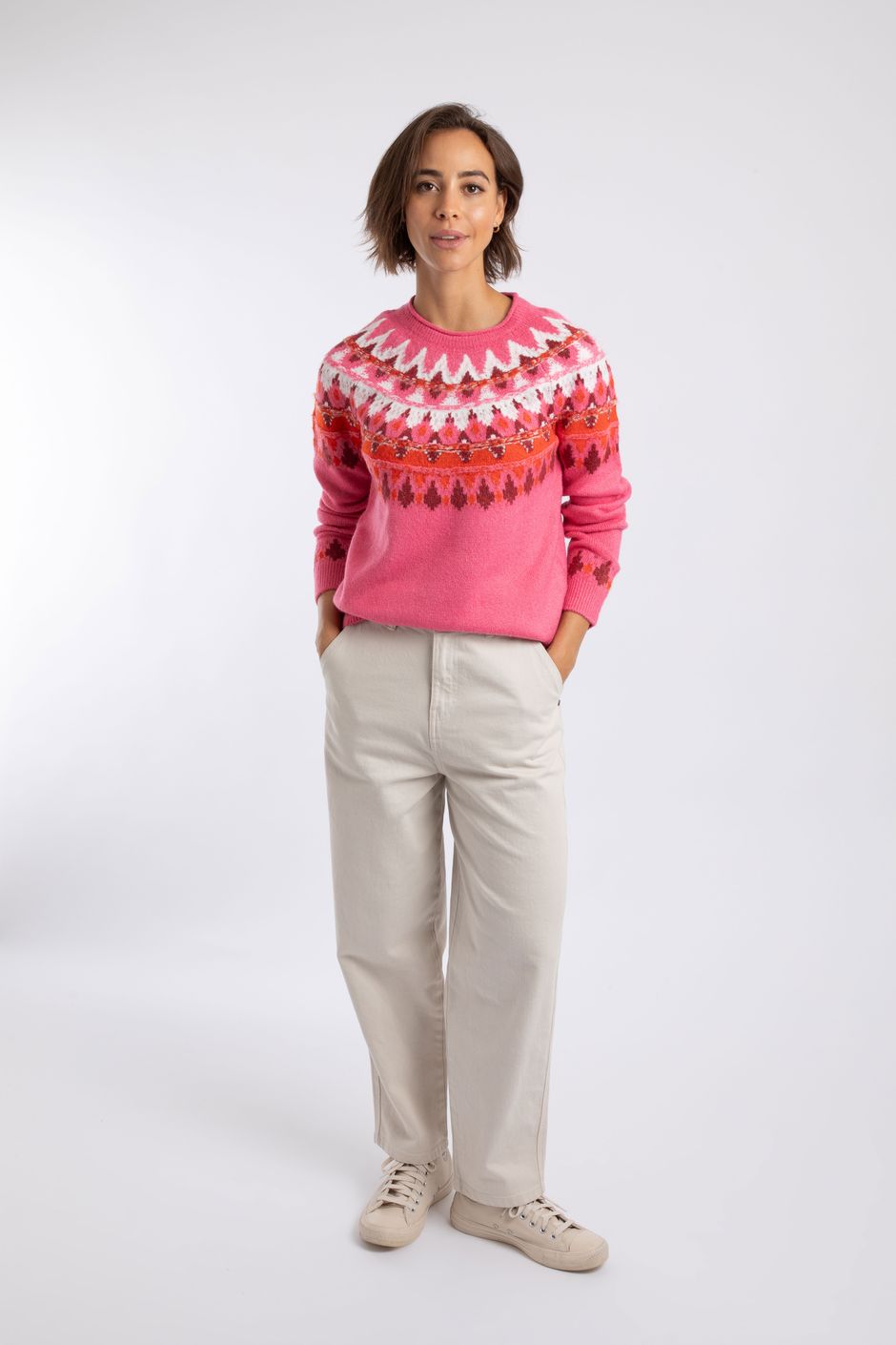 Unusual Fish Images Lowell Fair Isle Jumper Blossom Pink | Weird Fish