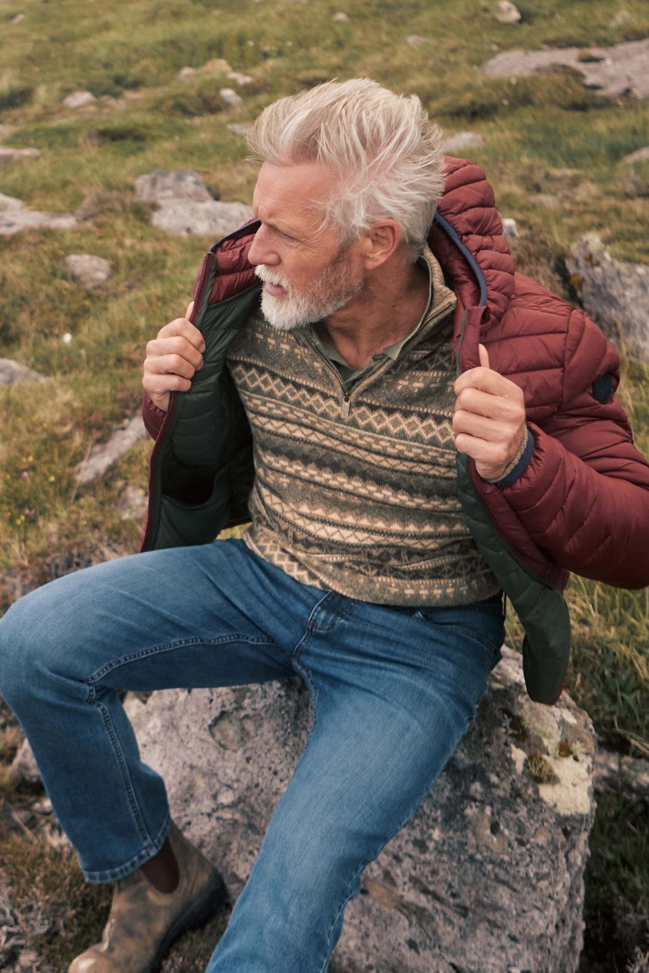 Larwill 1/4 Zip Fair Isle Jumper SandStone