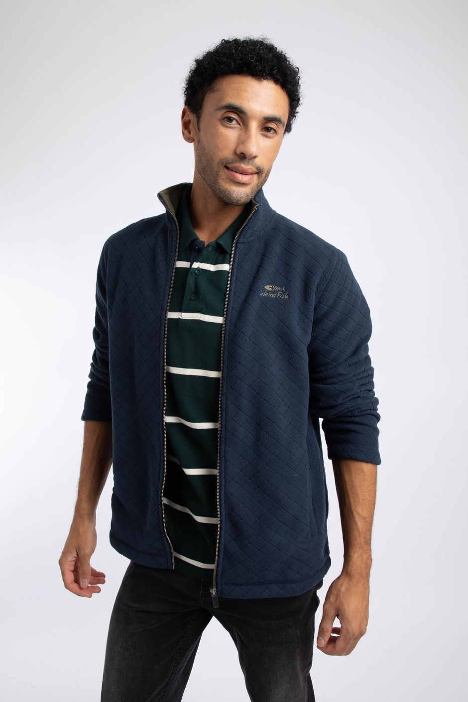 Tanner Full Zip Textured Fleece Navy