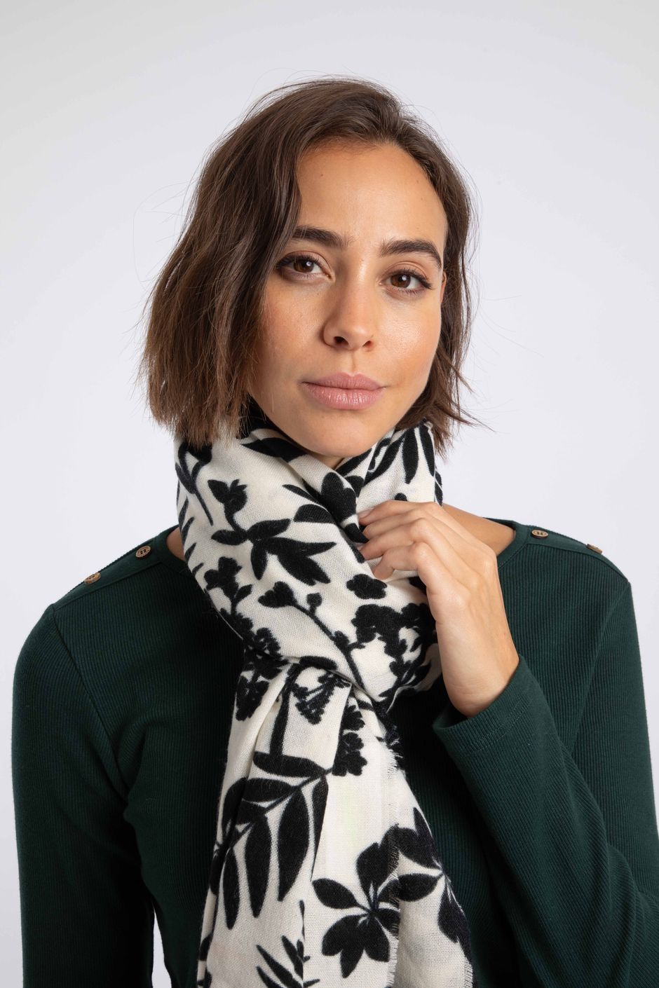 Solene Printed Brushed Scarf Eggnog