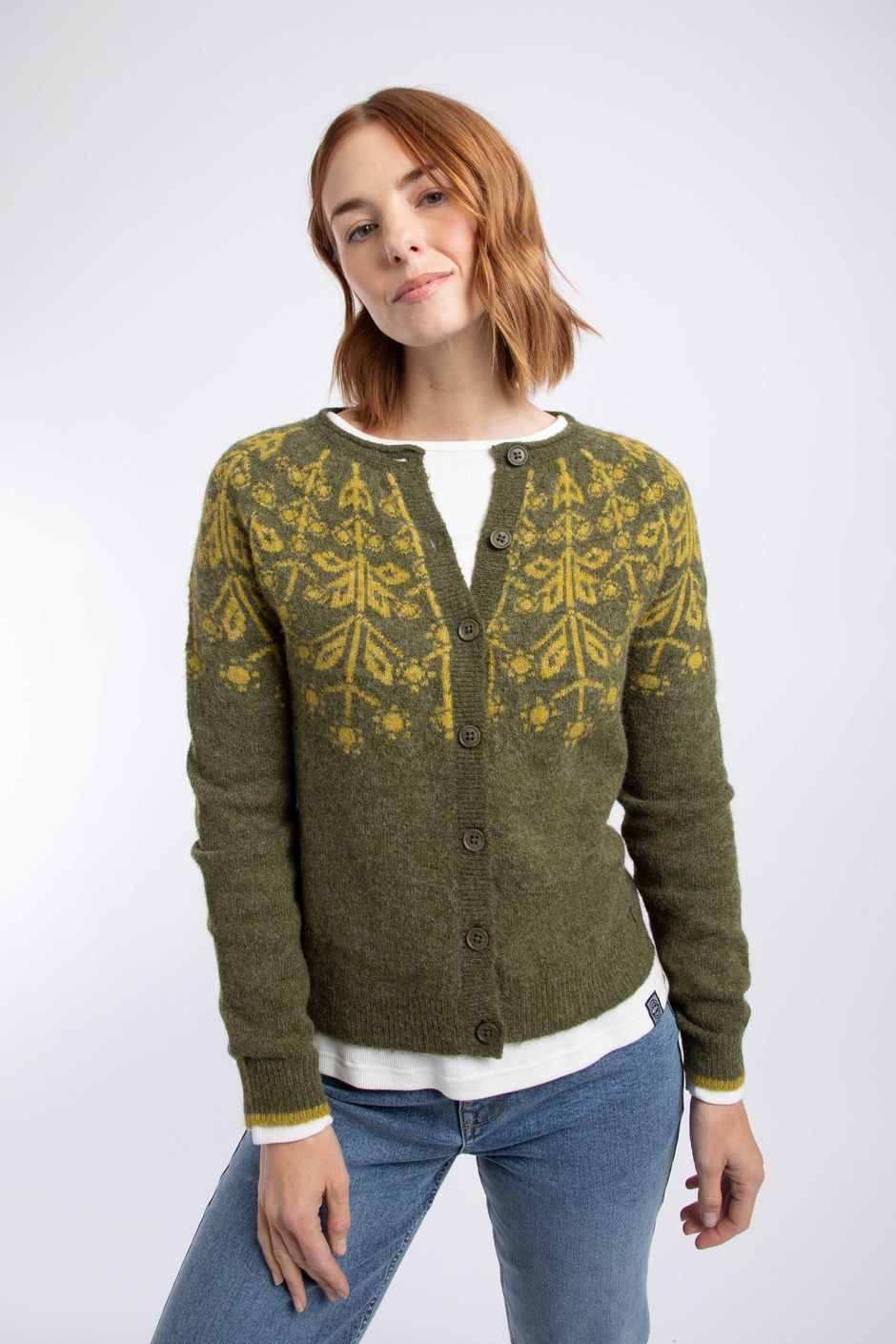 Sandy Fair Isle Cardigan Winter Green