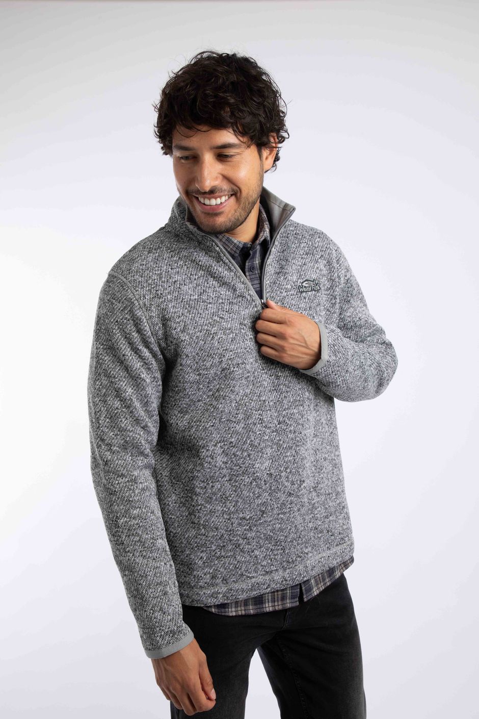 Aled 1/4 Zip Textured Fleece Grey