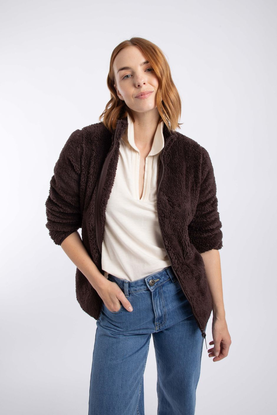 Charly Full Zip Cosy Fleece Black Coffee