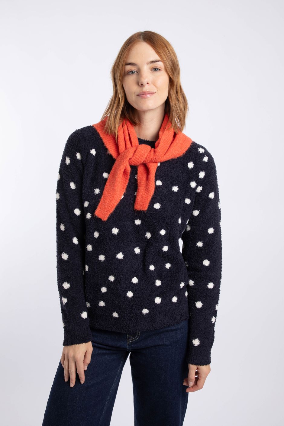 Wendar Cosy Knit Polka Dot Jumper Midnight