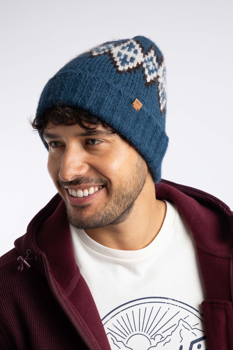 Dalescot Fair Isle Beanie Hat Sea Blue